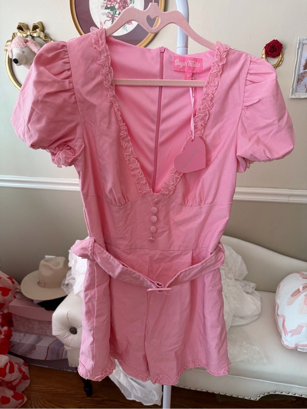 Dolls Kill Sugar Thrillz CHIC MANNERS SHORT SLEEVE ROMPER